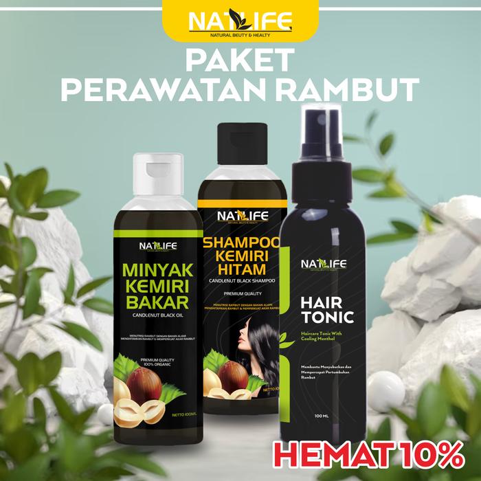 Gambar PAKET PERAWATAN RAMBUT NATLIFE KEMIRI BAKAR, SHAMPO KEMIRI, HAIRTONIC - MKB+SHMP+MENT dari NATLIFE ID undefined Tokopedia