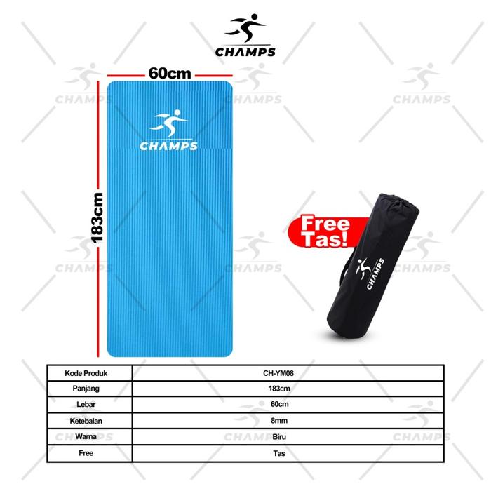 Gambar NEW!! Matras Yoga Mat Karpet Yoga NBR Pilates CHAMPS 8MM FREE TAS - Biru dari Banjirorderan Store undefined Tokopedia