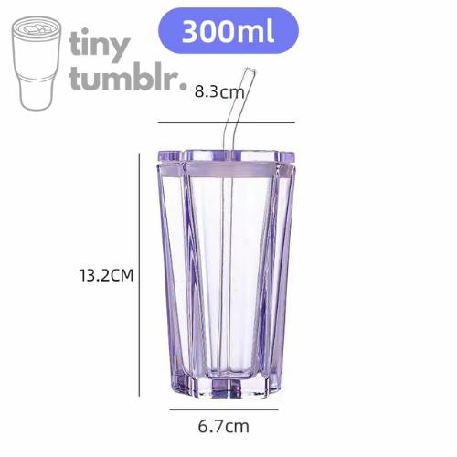 Gambar STAR Bottle 300 ml Gelas Bening Motif Bintang Aesthetic Estetik Botol - Purple dari Tiny Tumblr undefined Tokopedia