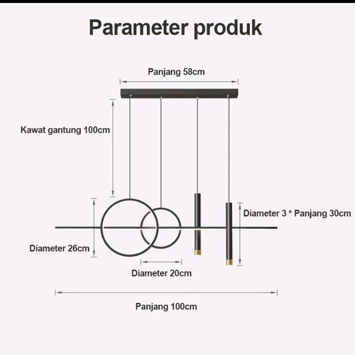 Gambar Lampu gantung hias meja makan minimalis island modern - Hitam dari LAMPU MODERN undefined Tokopedia