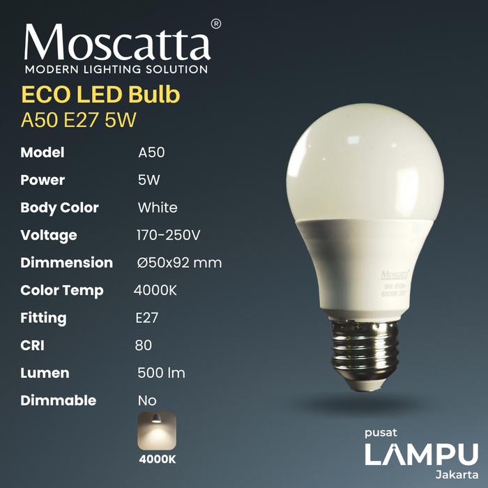 Gambar Moscatta Bulb Bohlam 5W E27 220V - Natural White dari Pusat Lampu Jakarta undefined Tokopedia