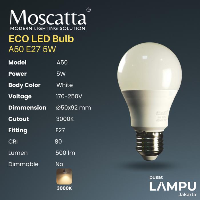 Gambar Moscatta Bulb Bohlam 5W E27 220V - Warm White dari Pusat Lampu Jakarta undefined Tokopedia
