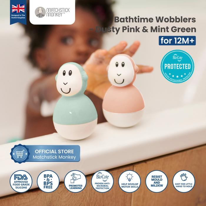 Gambar Matchstick Monkey Bathtime Wobblers - Mainan Mandi Anak Bayi - MntGreen&DsPink dari Baby Wise BSD undefined Tokopedia