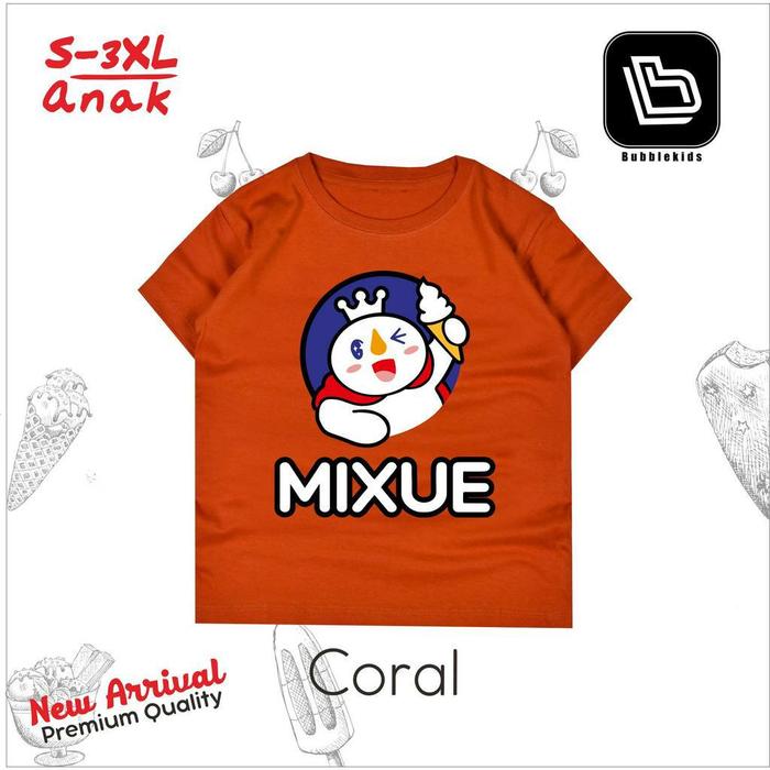 Gambar Kaos Polos Anak - Motif Mixue - Katun Combed 30s - Bisa Request Warna - Coral, M dari Bubblekids Jr undefined Tokopedia