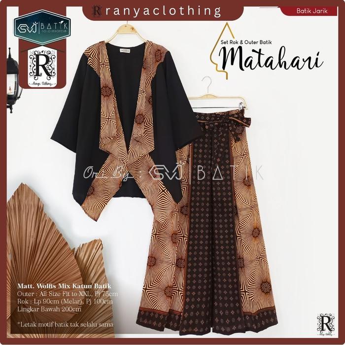 Gambar Setelan Rok Outer Batik Wanita Aesthetic Motif Eksklusif ORI SVJ BATIK - MATAHARI dari Ranya Clothing undefined Tokopedia