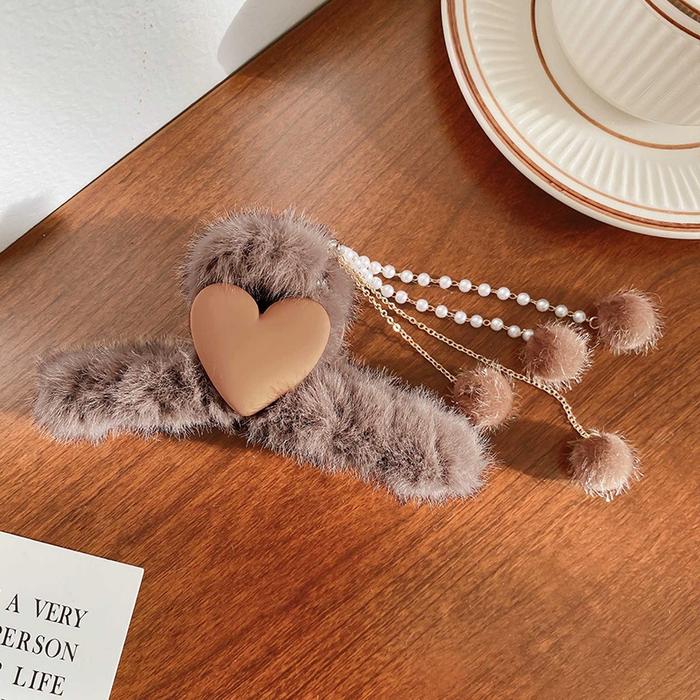 Gambar GGT Jepit Rambut Motif Pita Rumbai Jedai Bulu Pompom Aksesoris Rambut - LOVE COKLAT dari Gudang Grosir Terlengkap undefined Tokopedia