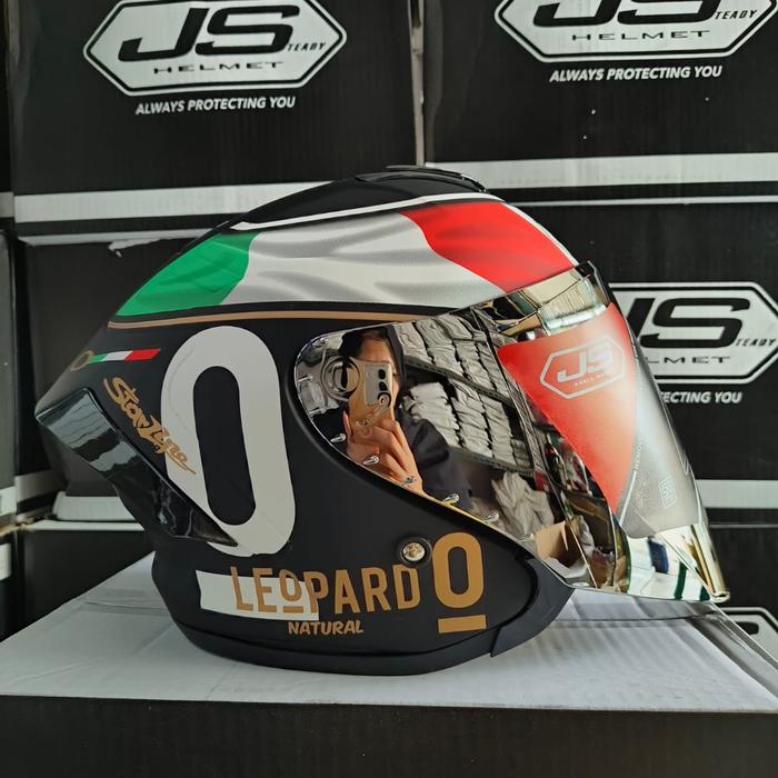 Gambar HELM JS ARMOR MOTIF LEO BLACK DOFF VISOR SILVER - Leo Black Doff, M dari CINTAHELMET2 undefined Tokopedia