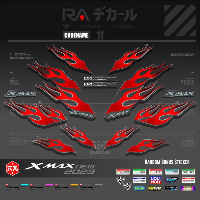 Gambar DEKAL STICKER YAMAHA XMAX TRANSPARAN/STICKER MOTOR XMAX 2023 MOTIF API - Merah dari albanastriping05 undefined Tokopedia