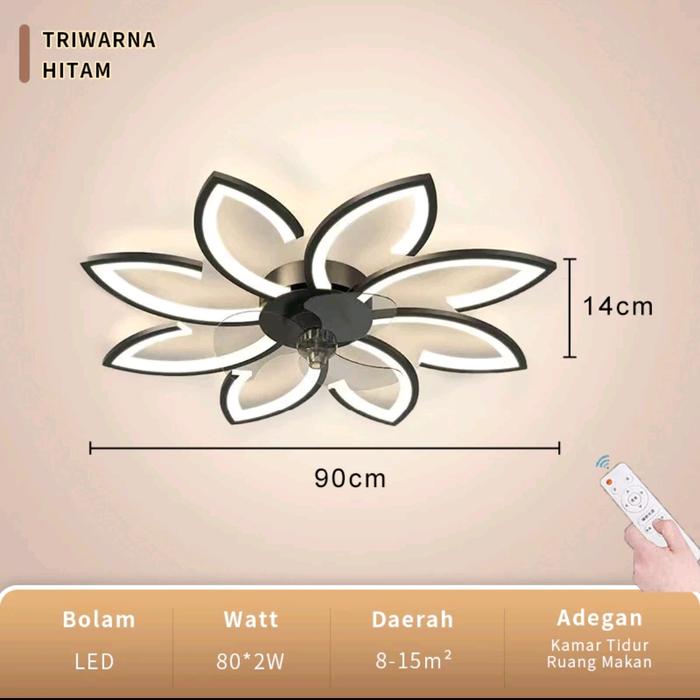 Gambar Lampu Kipas Angin Plafon Remote Minimalis Modern Hias Ruang Tamu - hitam 90x14cm dari Laris57 Shop undefined Tokopedia
