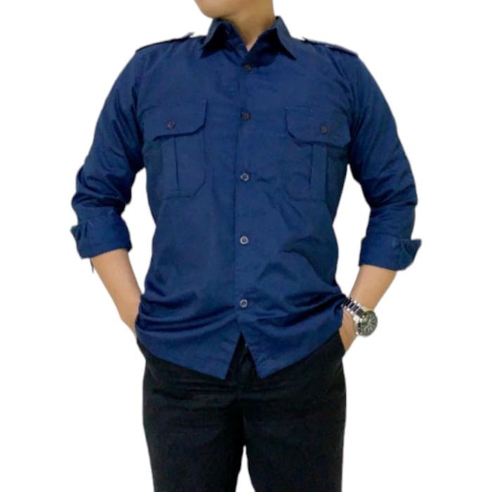 Gambar Kemeja Kerja lapangan /kemeja PDL PDH lengan panjang polos - Biru Navy, S dari theregarstore undefined Tokopedia