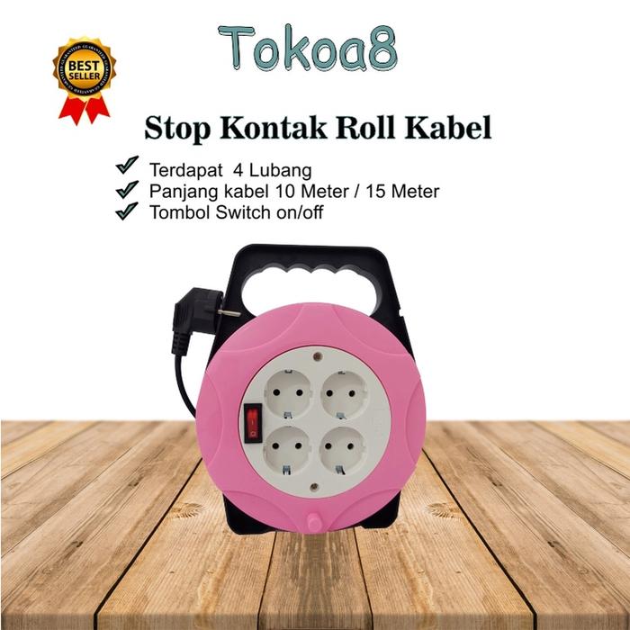Gambar Stop Kontak / Roll Kabel Panjang 10 Meter / 15 Meter Switch Terbaru - PINK, 10 METER dari ageng official storee undefined 3 Tokopedia
