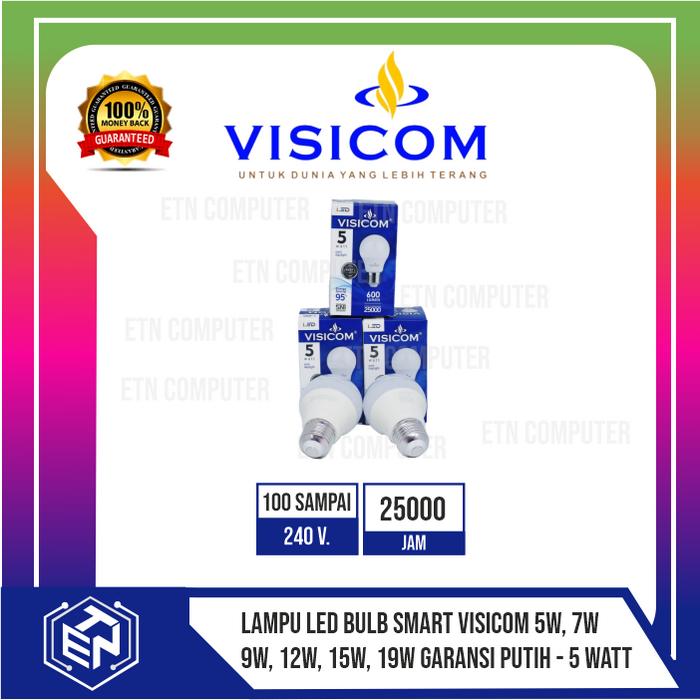 Gambar LAMPU LED BULB SMART VISICOM 5W, 7W, 9W, 12W, 15W, 19W GARANSI PUTIH - 5 WATT dari ETN Computer undefined Tokopedia