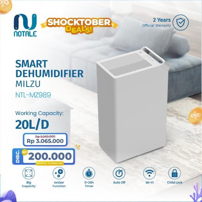 Gambar STI Notale Milzu Smart Dehumidifier 20L/hari with Wifi - White dari Al Hijrotu ID undefined Tokopedia