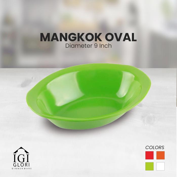 Gambar Melamine - GLORI - 4609 Mangkok Oval 9 Inch - Sup Mie Bubur Es Teler Soto Bakso - Hijau, Pcs dari Glori Melamine undefined Tokopedia