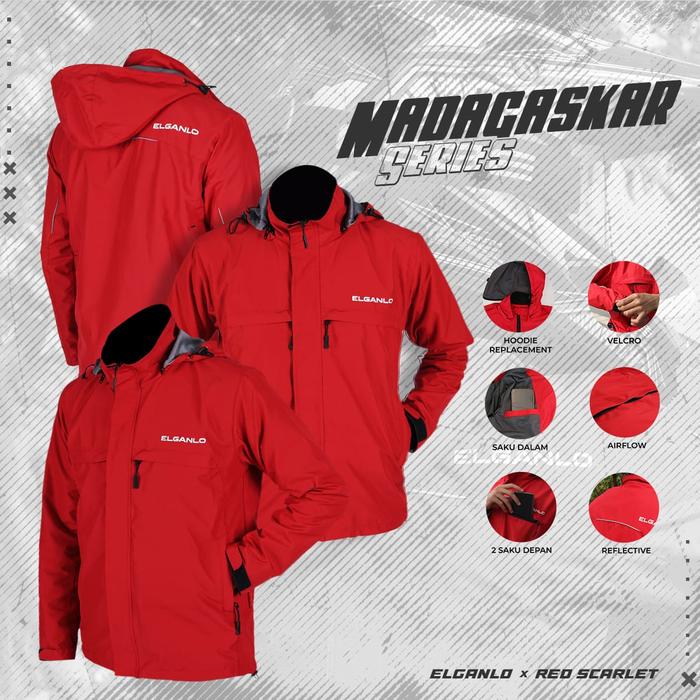 Gambar SERIES MADAGASKAR BY ELGANLO - JAKET PARASUT HOODIE LEPAS PASANG - RED SCARLET, S dari ELGANLO undefined Tokopedia