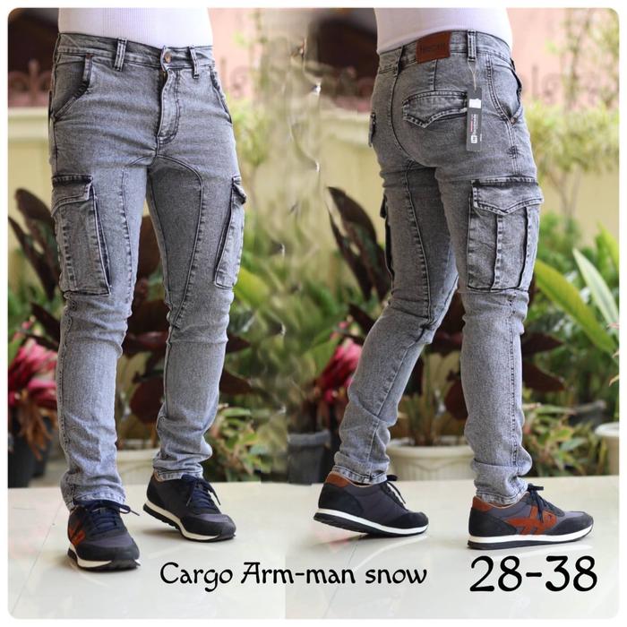 Gambar CELANA CARGO JEANS PANJANG PRIA / CELANA JEANS CARGO HANDMADE - snowgrey, 30 dari 29 bandung store undefined Tokopedia