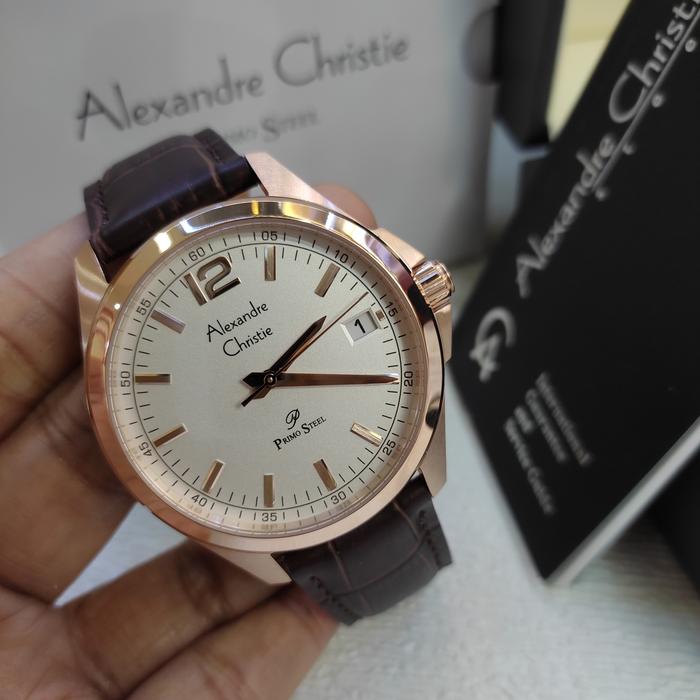Gambar Jam PRIA ORIGINAL Alexandre Christie Ac 1031 MD Leather All Solid Stee - Brown Rosegold dari vieka86 Watch Shop undefined Tokopedia