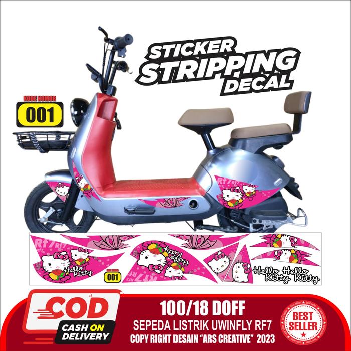 Gambar Stiker Striping Sepeda Listrik Uwinfly RF7 Variasi ARS003 Hello Kitty - 001 DOFF, GRAFTAC TEBAL dari Arayanto Sticker undefined Tokopedia