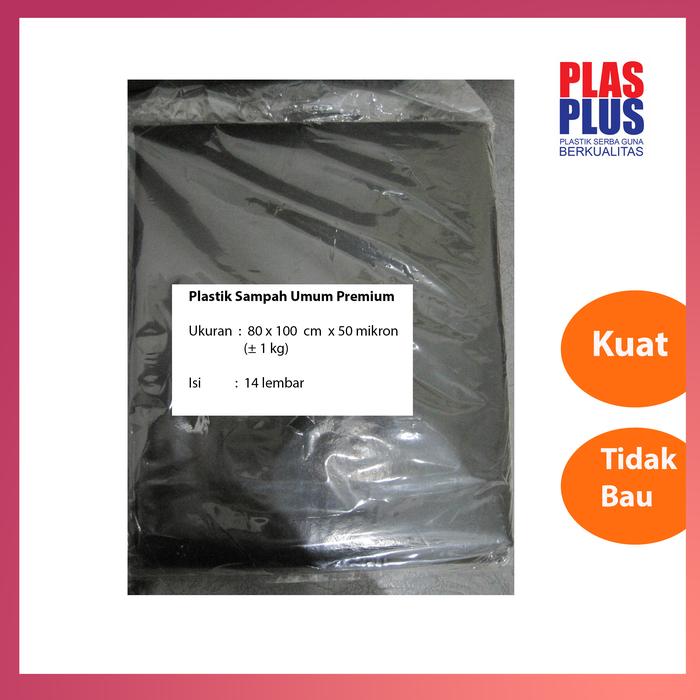 Gambar Plastik sampah umum Plas Plus Hitam - 80 x 100 cm x 50mikron (±1kg) dari Unilinkshop undefined Tokopedia