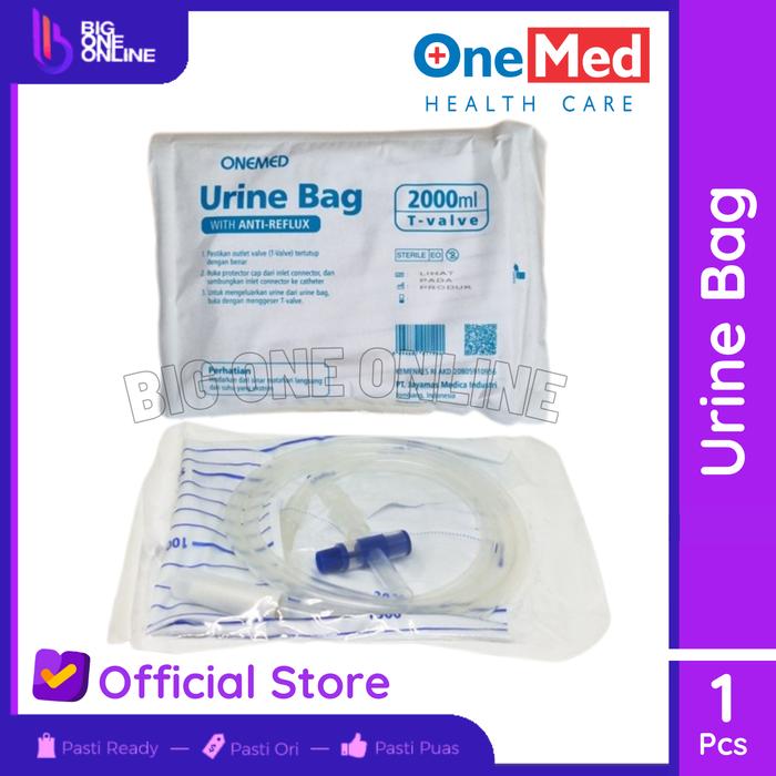 Gambar OneMed Urine Bag T Valve 2000 ml, Kantong Kencing, Tempat Urin 2 Liter - Urinebag Onemed dari Big One Online undefined Tokopedia