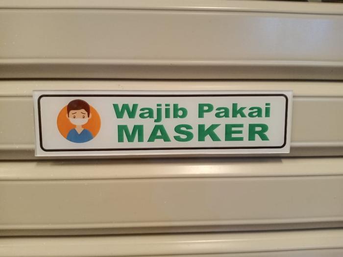 Jual Sign Akrilik WAJIB PAKAI MASKER / Akrilik Rambu Pakai Masker ...