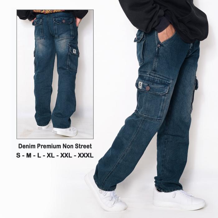 Gambar Celana Cargo Jeans Pria Panjang / Celana Jeans Panjang Cargo Underline - retro, XL dari 29 bandung store undefined Tokopedia