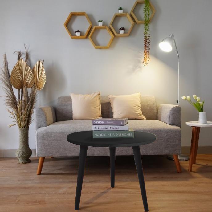 Gambar Meja Tamu Bulat Minimalis 50cm Meja Bundar - MEJA BULAT FULL WARNA - FULL BLACK, DIAMTER 40 dari BEMOREONE_NEW undefined Tokopedia