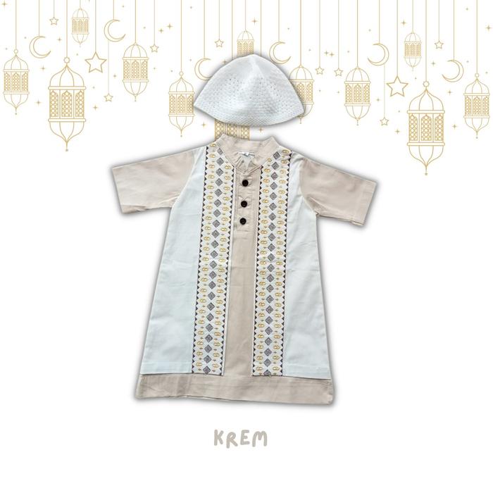 Gambar baju Koko jubah ismail setelan anak muslim 0-12 bulan 1-2 tahun - krem, M dari Bigbearbabyshop undefined Tokopedia
