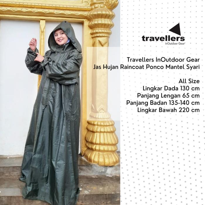 Gambar Rain Coat Ponco Jas Hujan Syari Perempuan Muslimah - Hijau Army dari saranateknik undefined Tokopedia