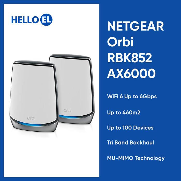 Jual Netgear Orbi RBK852 AX6000 WiFi 6 Tri Band 6Gbps WiFi Mesh System ...
