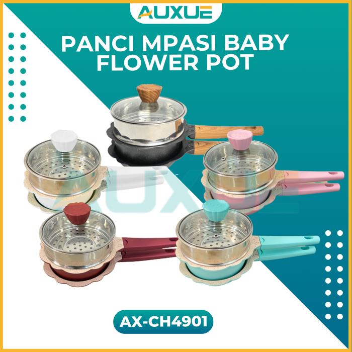 Gambar AUXUE【COD】Panci Mpasi Baby Flower Pot Anti Lengket Set 4pcs AX-CH4901 - Random dari auxue undefined Tokopedia