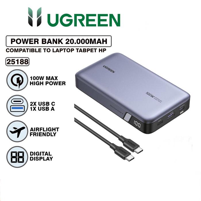 Gambar Ugreen 145W Powerbank 25000mAh Fast Charging For Laptop Macbook - 20000mh 100W dari Liga Cellular undefined Tokopedia