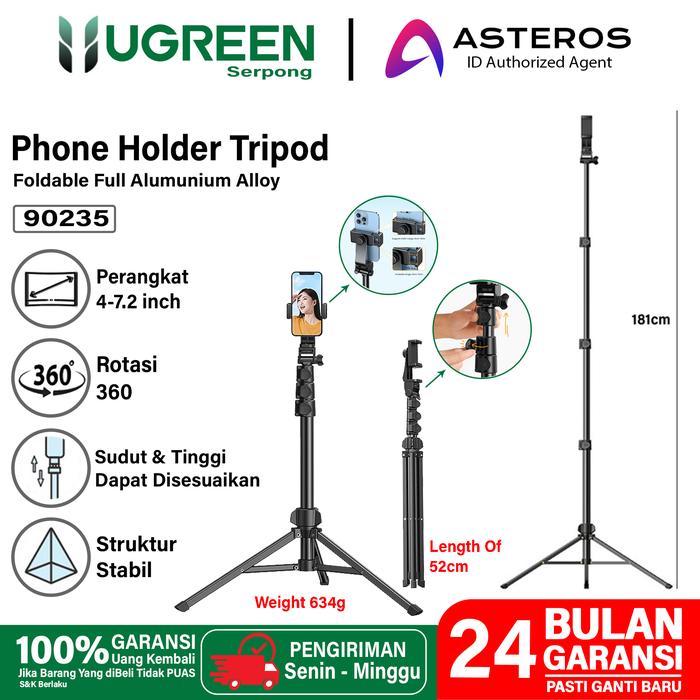 Gambar UGREEN Tripod Tablet HP iPad Dual Phone Holder Rotary 360 Adjustable - 90235 Single dari Ugreen Serpong undefined Tokopedia