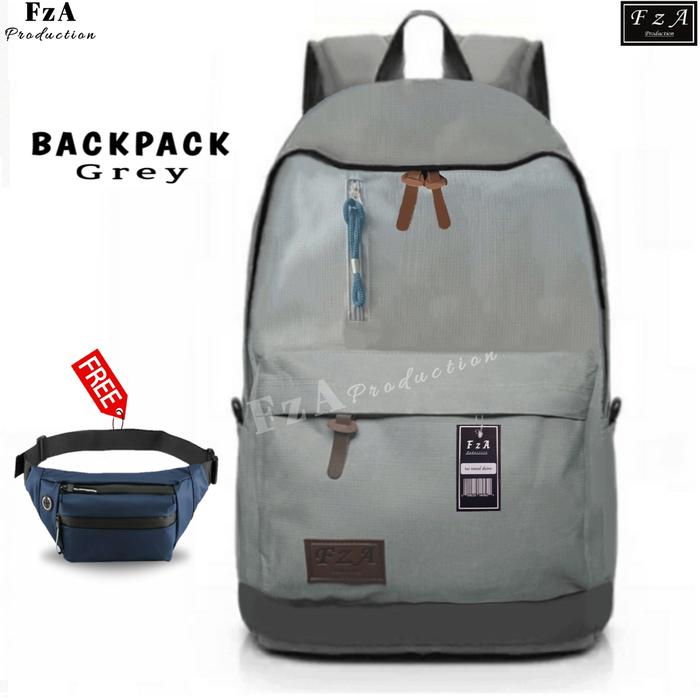 Gambar Tas Ransel Punggung Distro Casual Pria Wanita / Tas Ransel Laptop Backpack Tas Ransel Distro sekolah kuliah Kerja Tas Pria Wanita Backpack Tas Ransel Laptop Original FzA - GRSN - Grey + dari FzA Official undefined Tokopedia