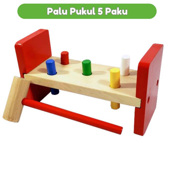 Gambar Palu Pukul 5 Paku Mainan Kayu Pintar Mainan Edukasi Anak dari Mainan Kayu Pintar undefined Tokopedia