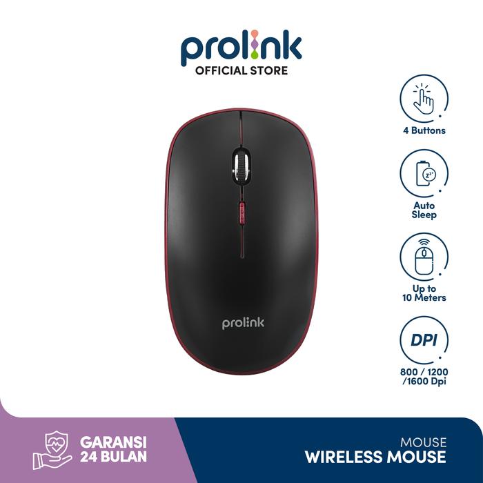 Gambar Prolink Mouse Wireless 4 button 2.4GHz Mouse DPI 800-1600 PMW6006 - Hitam dari Prolink undefined Tokopedia