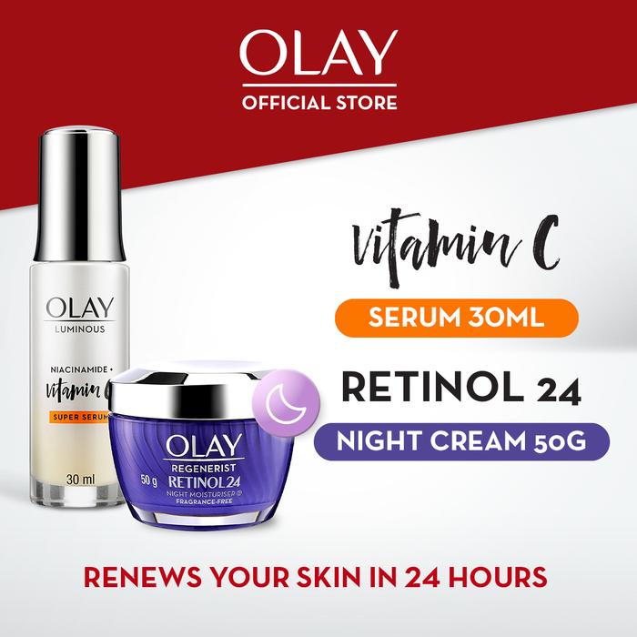 Gambar Olay Luminous Vit C Serum Pagi&Retinol Pelembab Malam Moist Anti Aging dari P&G Store undefined Tokopedia