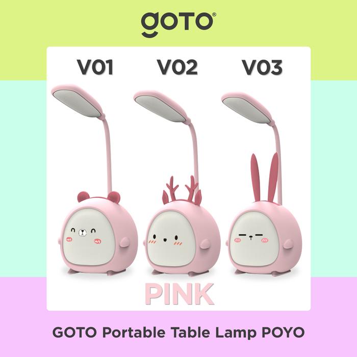 Gambar Goto Poyo Lampu Meja Belajar Baca Table Lamp Portable Karakter LED - Pink, V01 dari Goto.Indonesia undefined Tokopedia