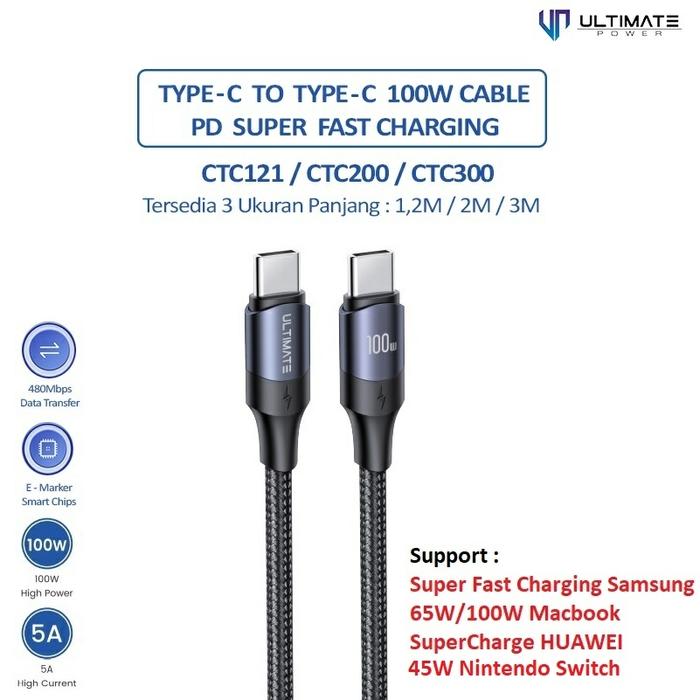 Jual Ultimate Kabel Data Cable 100W Type-C to USB-C Super Fast