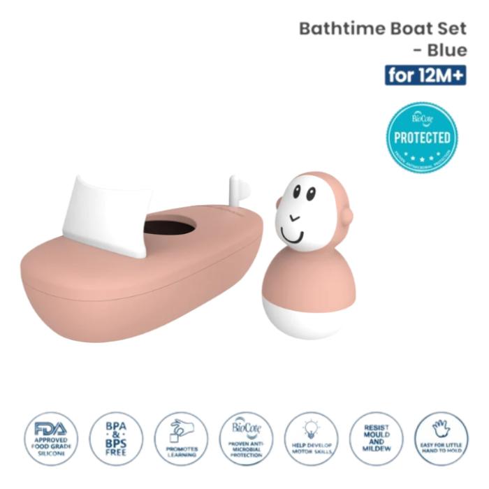 Gambar Matchstick Monkey Bathtime Set - Mainan Mandi Anak - Boat-DustyPink dari Baby Wise BSD undefined Tokopedia