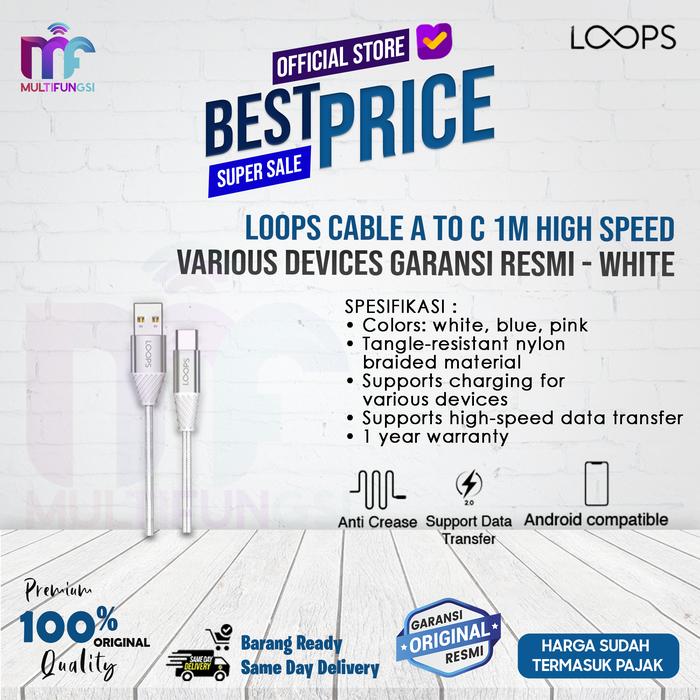 Gambar Loops Cable A to C 1M High Speed Various Devices Garansi Resmi - WHITE dari Multifungsi Online undefined Tokopedia