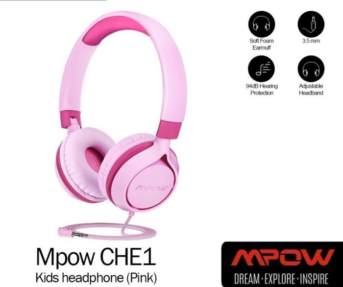 Gambar Kids Headphone MPOW CHE1 / Wired Non Mic Headset Anak / Foldable HiFi - Pink dari ZTH Official undefined Tokopedia