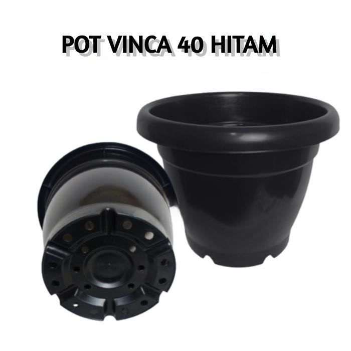 Gambar Pot Tanaman Hias Bunga Plastik Vinca 40 cm Warna Hitam Putih Cokelat - Hitam dari BB Seed undefined Tokopedia