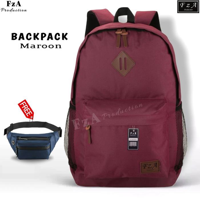 Gambar Tas Ransel Punggung Distro Casual Pria Wanita / Tas Ransel Laptop Backpack Tas Ransel Distro sekolah kuliah Kerja Tas Pria Wanita Backpack Tas Ransel Laptop Original FzA - GRSN - Maroon FZ + dari FzA Official undefined Tokopedia