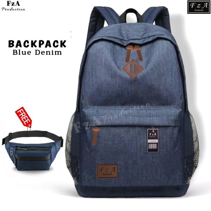 Gambar Tas Ransel Punggung Distro Casual Pria Wanita / Tas Ransel Laptop Backpack Tas Ransel Distro sekolah kuliah Kerja Tas Pria Wanita Backpack Tas Ransel Laptop Original FzA - GRSN - Blue Denim + dari FzA Official undefined Tokopedia