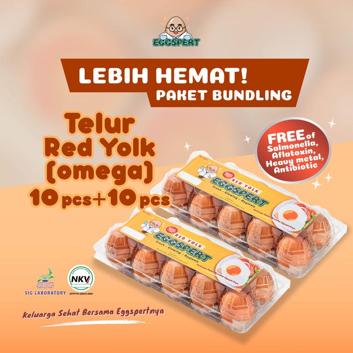 Gambar Telur Ayam Red Yolk (Omega) Eggspert PAKET BUNDLING Isi 10pcs + 10pcs dari Eggspert Official undefined Tokopedia