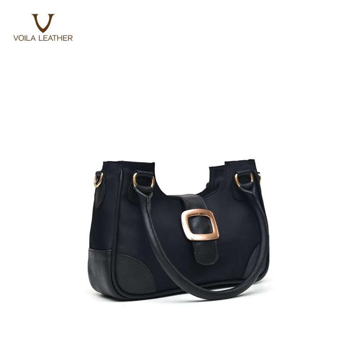 Gambar Tas Pundak Fashion Wanita Kulit + Nylon Voila Fara - Black dari Voila Leather undefined Tokopedia