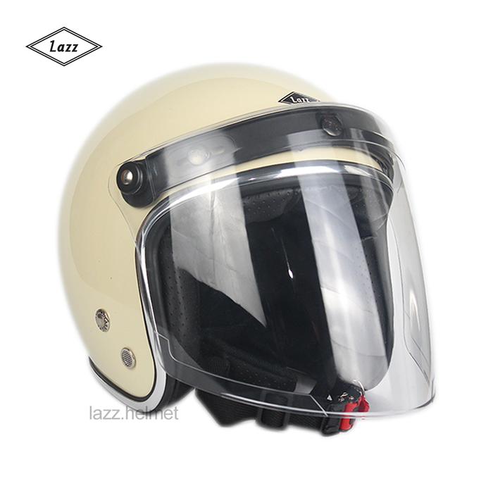 Gambar helm classic retro bogo motor pria wanita original fullset kaca (KACA) - cream, XL dari lazzhelmet undefined Tokopedia