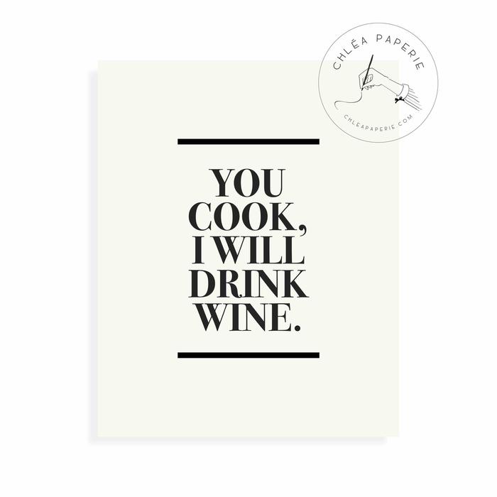 Gambar Art Print / Cook Drink Wine / Hiasan Pajangan Dinding / Wall Art dari Chlea Paperie undefined Tokopedia