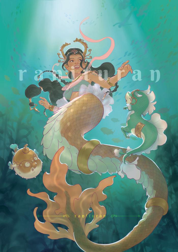 Gambar Coral Island Mermaid Princess Miranjani Art Print dari ranituran undefined Tokopedia